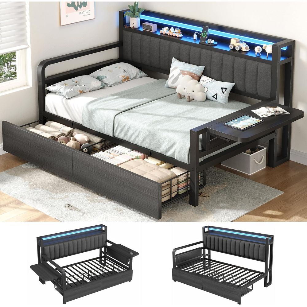 Furniture Lighting & Decor Magazine - Cama individual Jevol con almacenamiento y