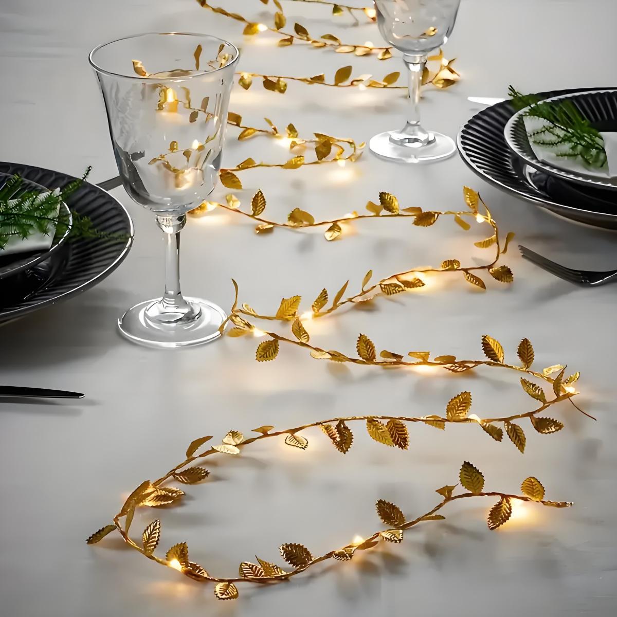 Lighting Decoration For Diwali - Luces LED Románticas con Hojas Doradas