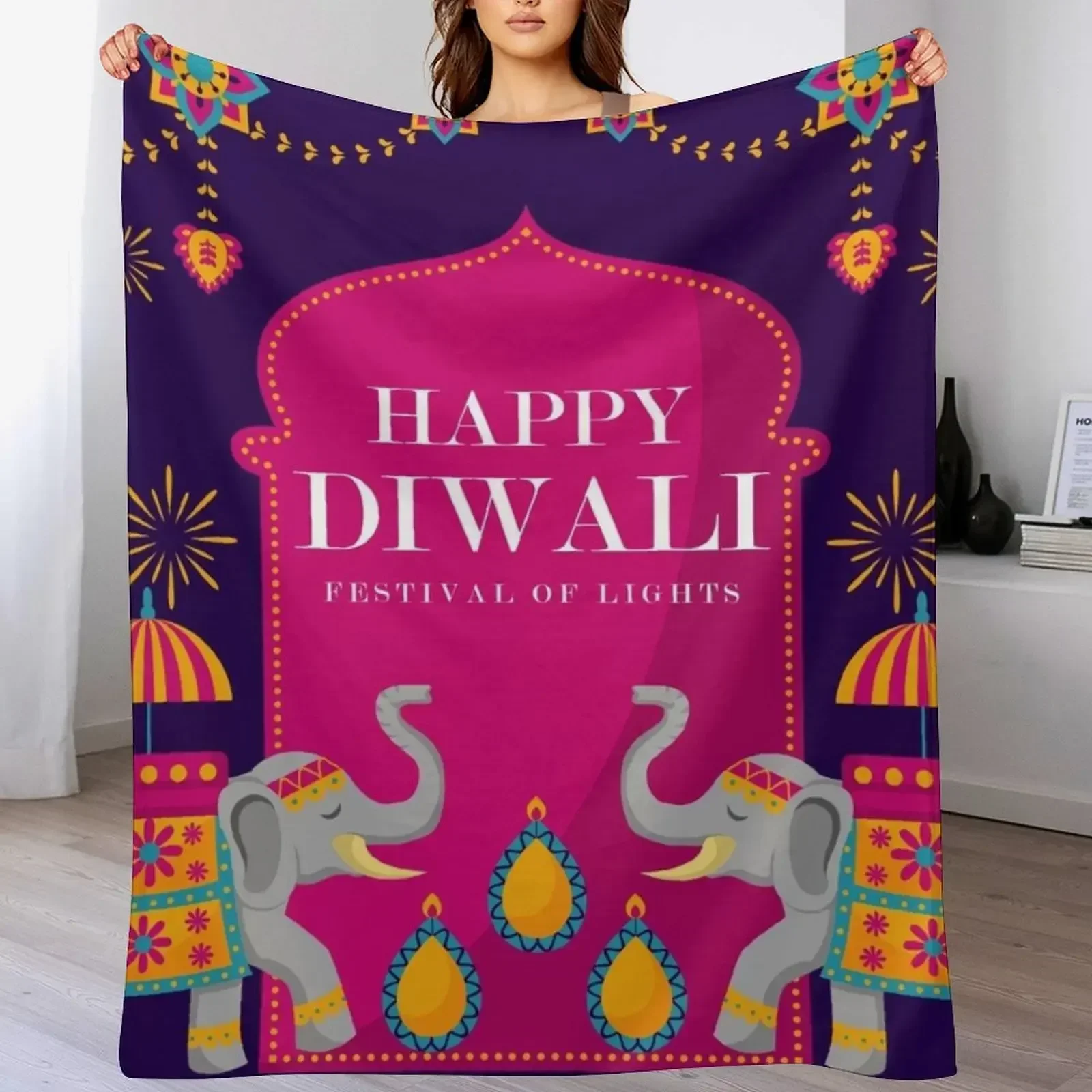 Happy Diwali - Manta decorativ - Lighting Decoration For Diwali reseña y precio
