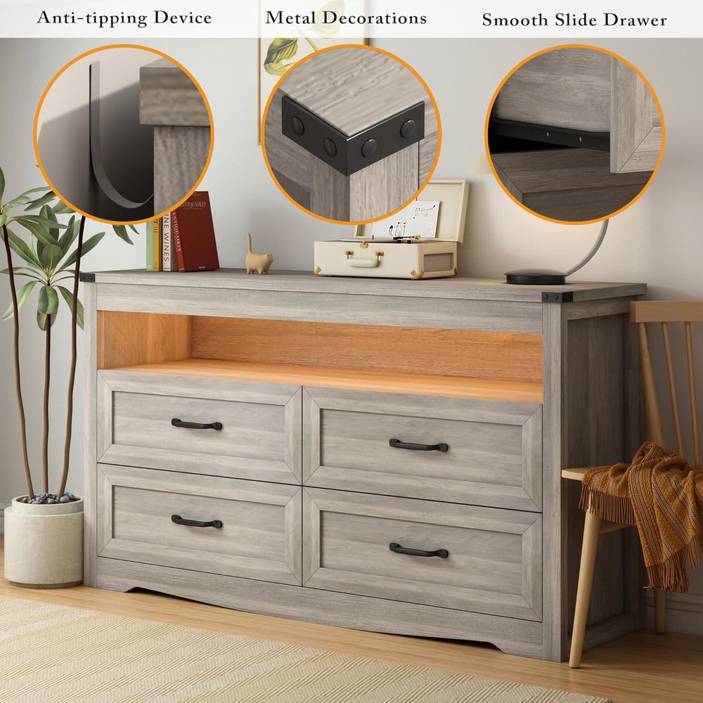 Cómoda gris para dormitorio, c - Furniture Lighting & Decor Magazine reseña y precio